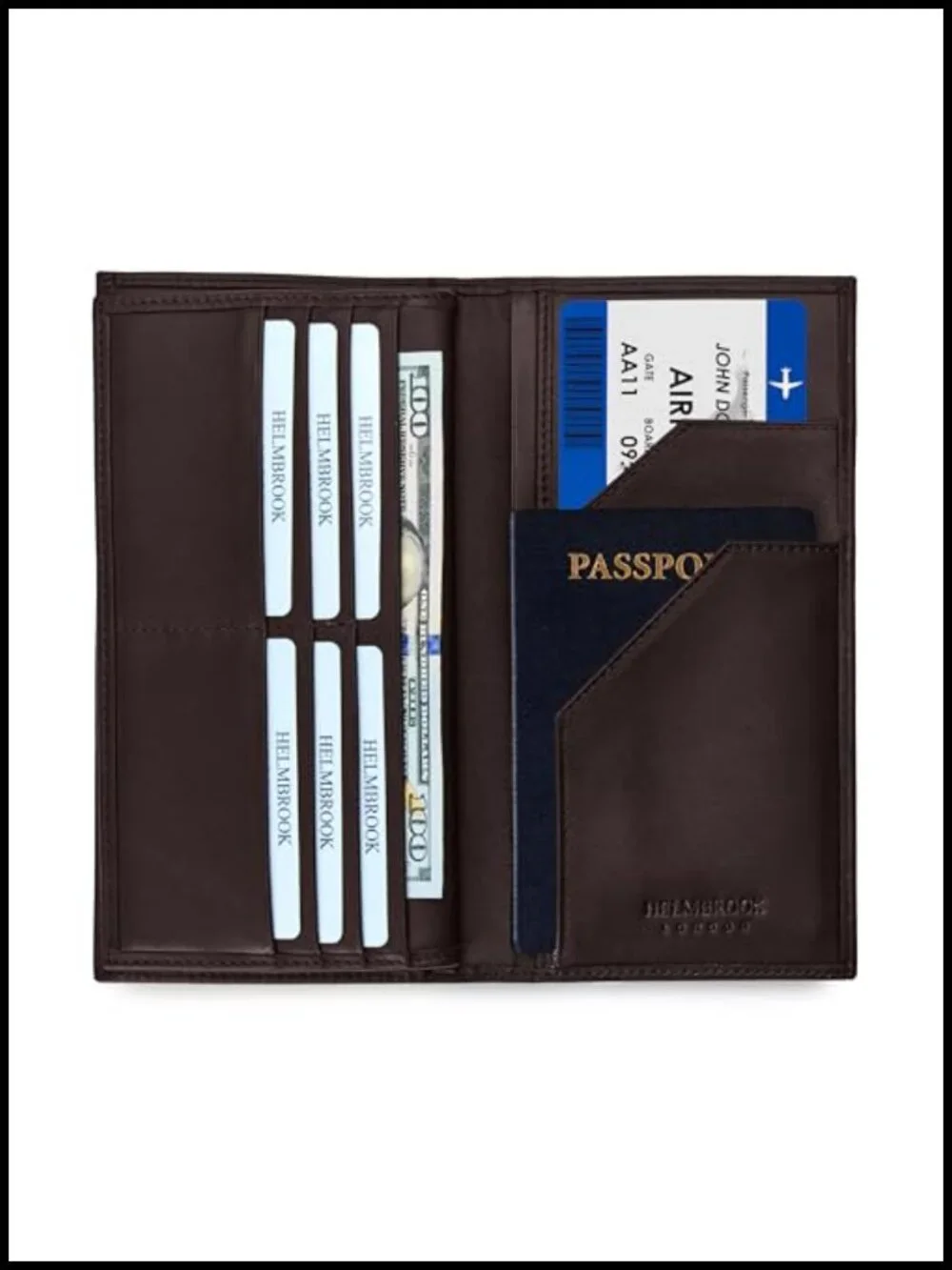 RFID Full Grain Leather Passport Holder Travel Wallet with 12 Card Slots & Gift